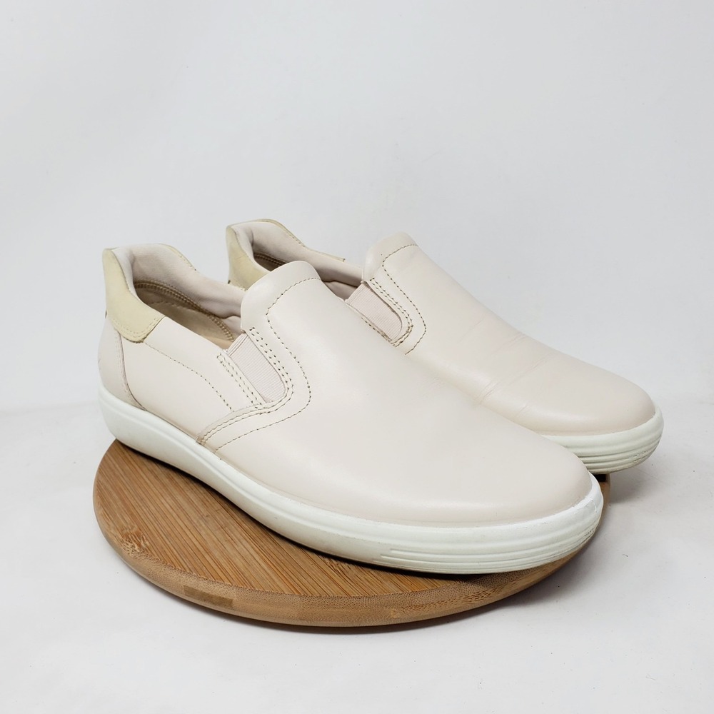ECCO Soft 7 Slip On Shoes Womens 39 Beige Leather Hands Free Sneaker Comfort
